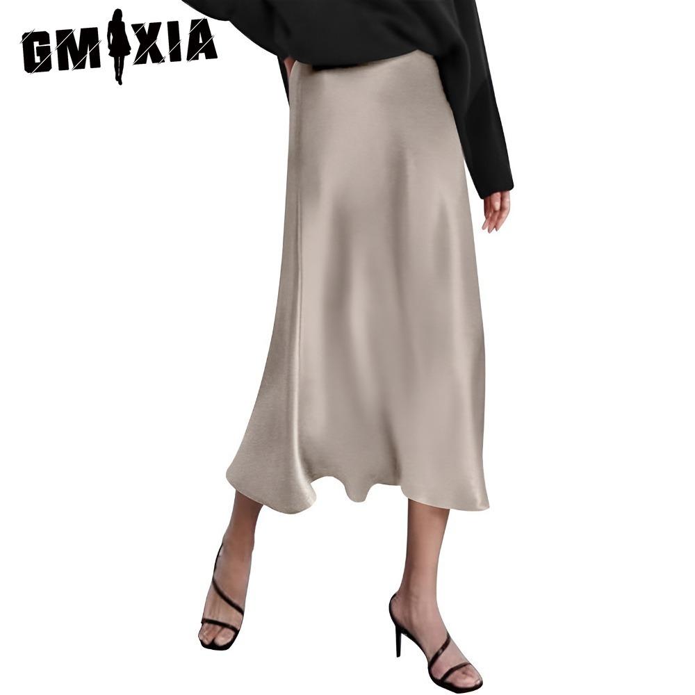 GMXIA Women's Fashion Casual Solid Color Print Summer Spring Skirt