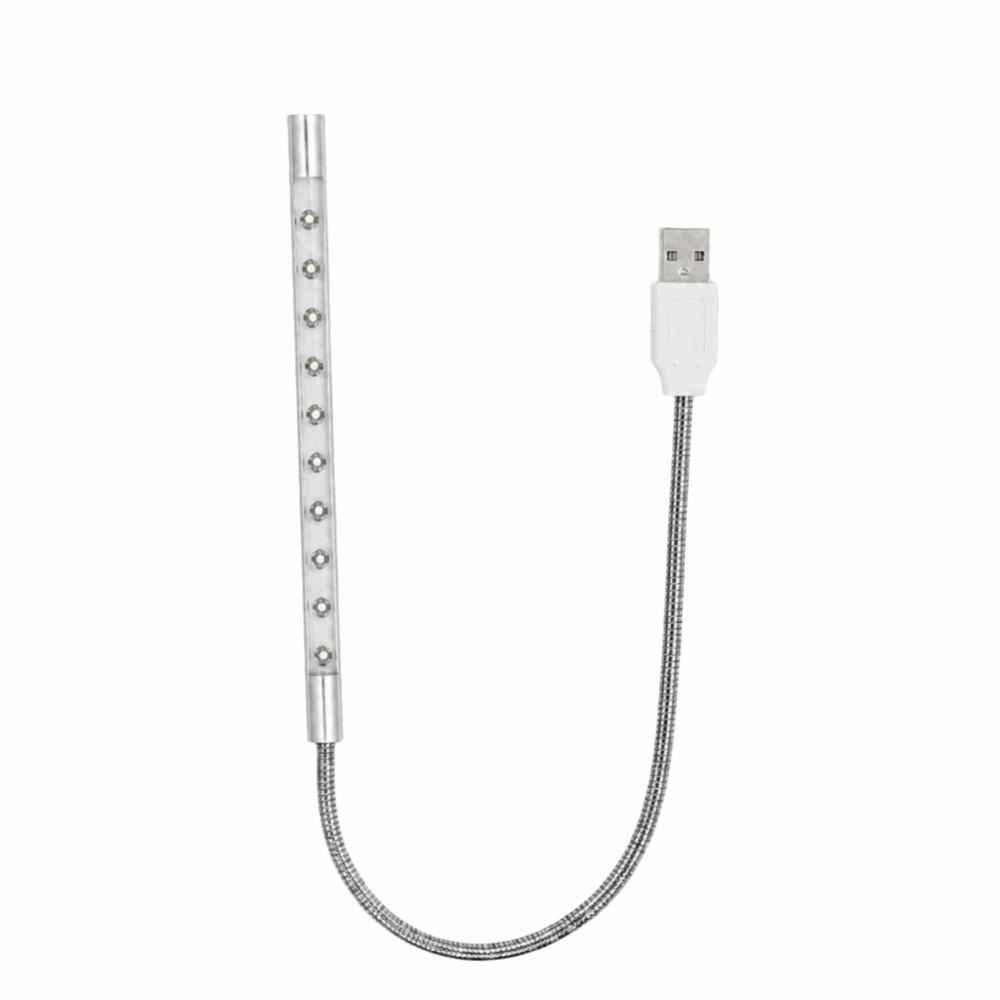 Portable 5V LED Reading Light 10 LEDs Flexible Gooseneck LED Light White Light 1W LED Lamp Computer