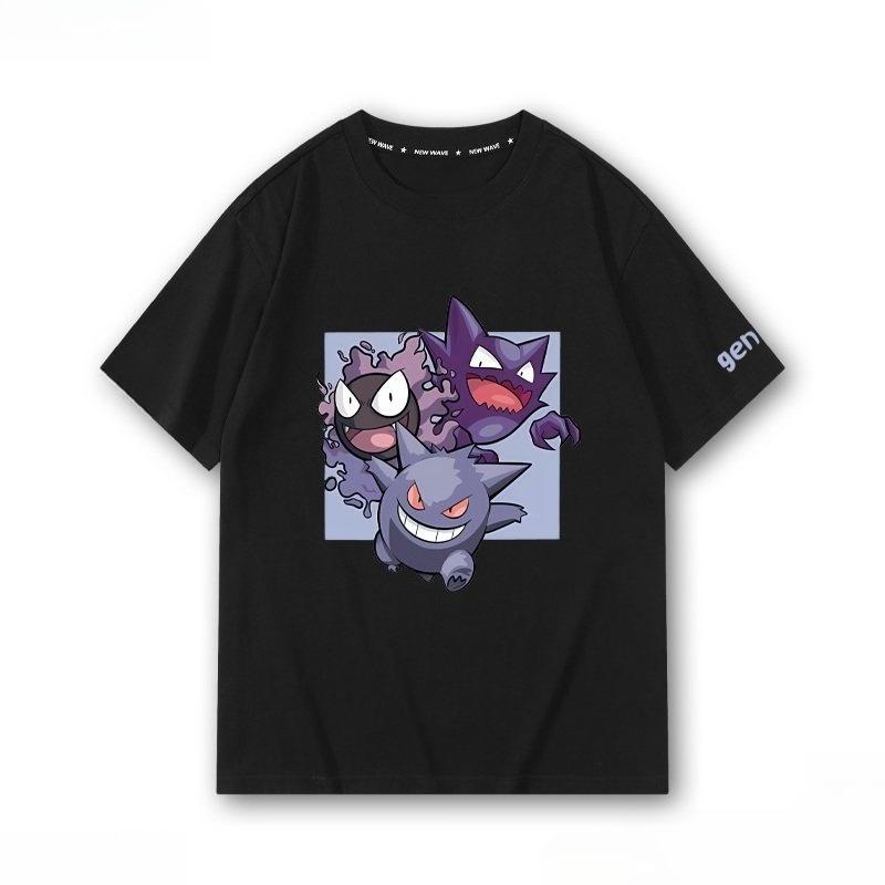 Pokémon Gengar Printing Tee 100 Cotton Tshirt Mens 2026 Summer Fashion Oversize Street Casual Y2K Tops Streetwear Clothing