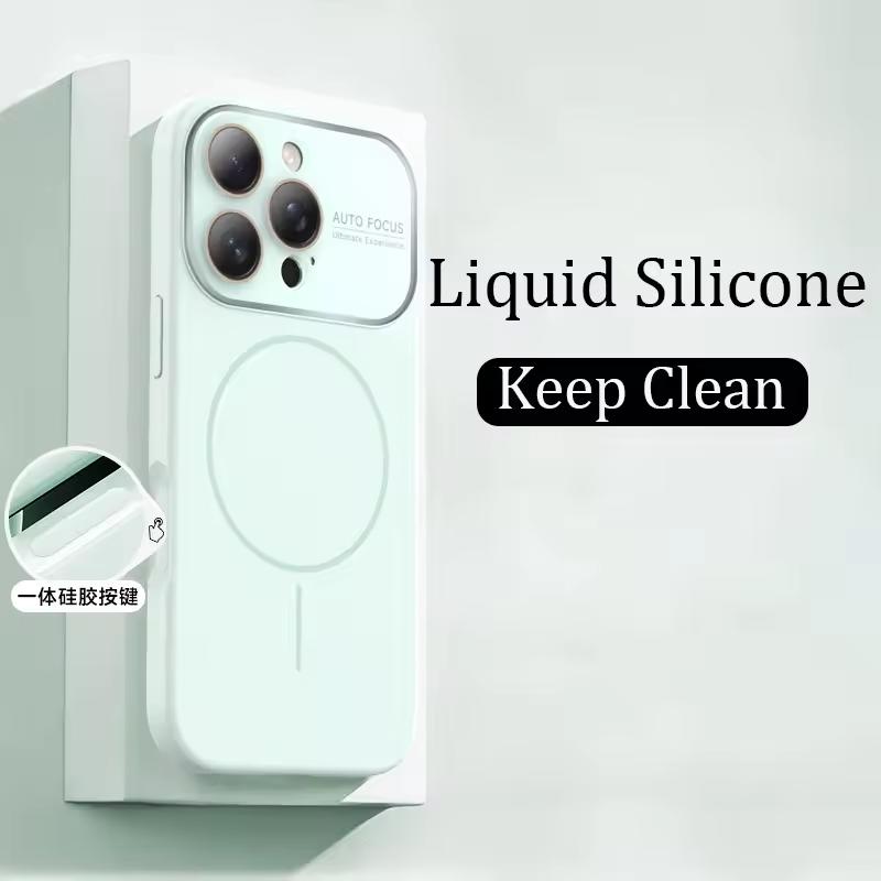 Soft Liquid Silicone Magnetic Case for iPhone 17 Air 16 15 14 13 17 Pro Max Original For Magsafe Glass Lens Protect Cover