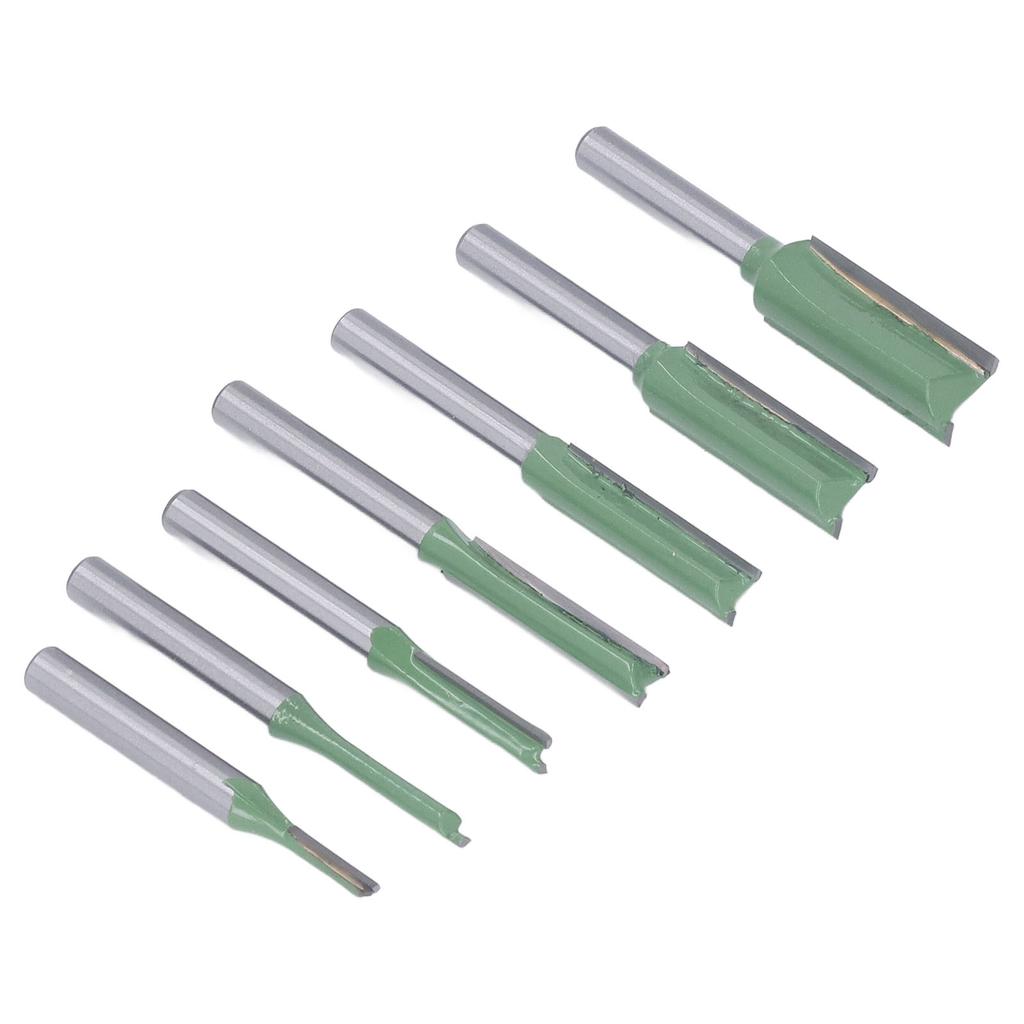7Pcs Straight Router Bit Round Shank Milling Cutter Tool Set Kit for Woodworking