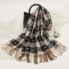 Warmer Plaid Knitted Scarf Long Tassel Shawl Large Heart Thickened Scarf  Winter