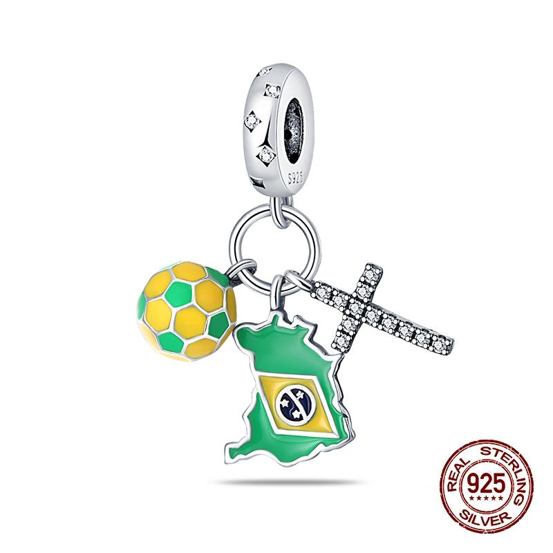 Sports Series Charm Jewelry Football Beads 100% Copper Pendant Fit 3Mmoriginal Bracelets Diy Souvenir Gift