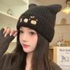 New Autumn and Winter Cute Cat Ears Hat for Women Versatile Face Showing Small Knitted Hat  Ear Protection  Warm Woolen Hat  Trendy