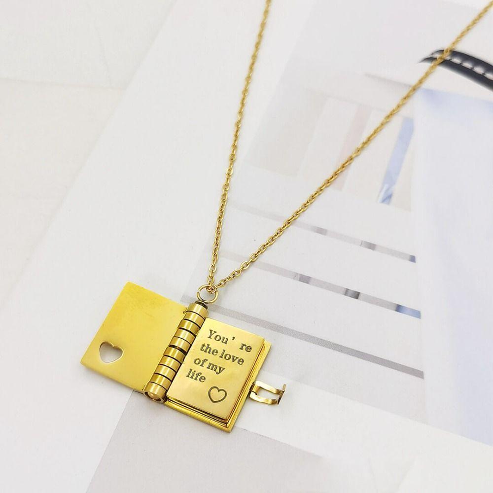 Gold Color Book Necklace Openable Chapter Book Necklace  Jewelry Accessories