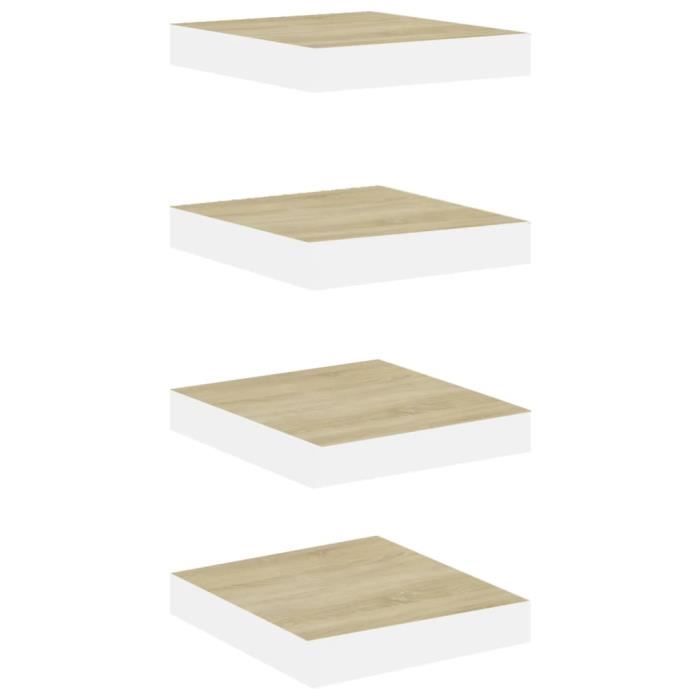 VidaXL Wall Shelves 4 Pcs Oak and White 23x23.5x3.8 Cm MDF