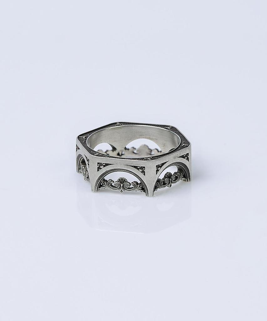 Address669 Structure Silver Ring #7