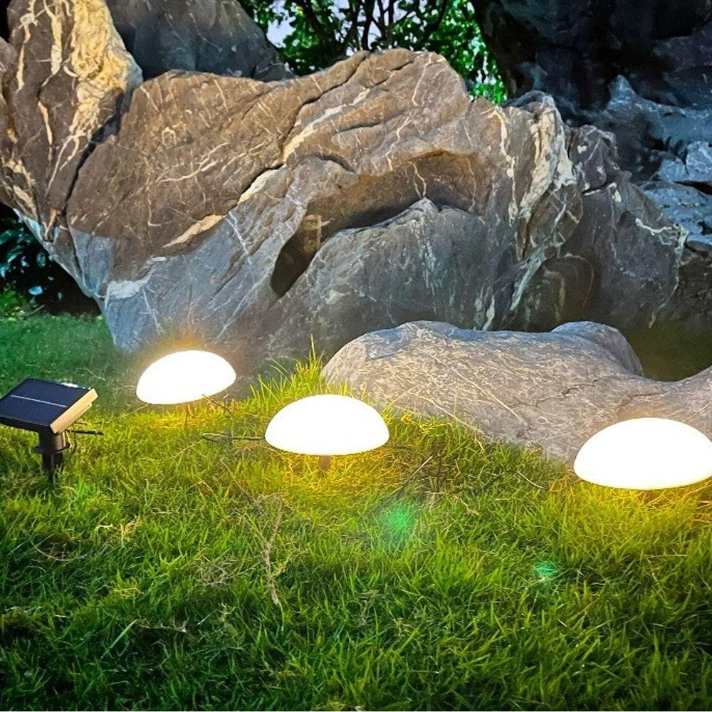 5pcs 1 Drag 5 Lawn Lamps Half Ball Shaped Cobblestone Lamp Solar Ground Lights Outdoor Garden Lawn