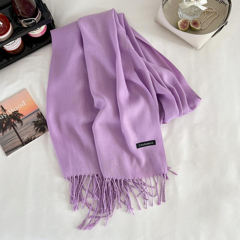 Green winter new solid color imitation cashmere scarf versatile gift men's and women's shawl tide
