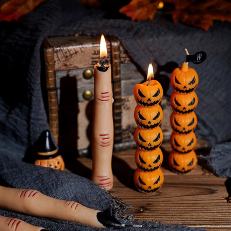 1pc Halloween Pumpkin Candle Finger Skull Head Scented Candle Party Decoration Ornament Gift Photography Prop