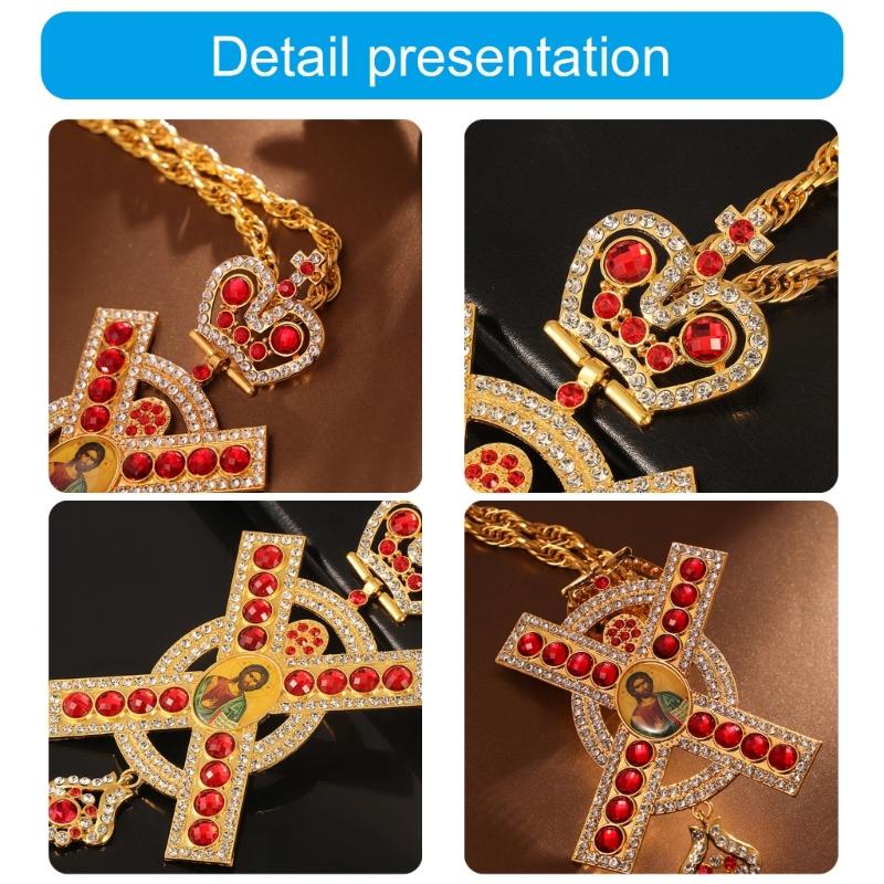 Multipurpose Crosses Necklace Pendant with Elegant Designs Unisex Fashion Accessory Jewelry with Adjustable Length Chain
