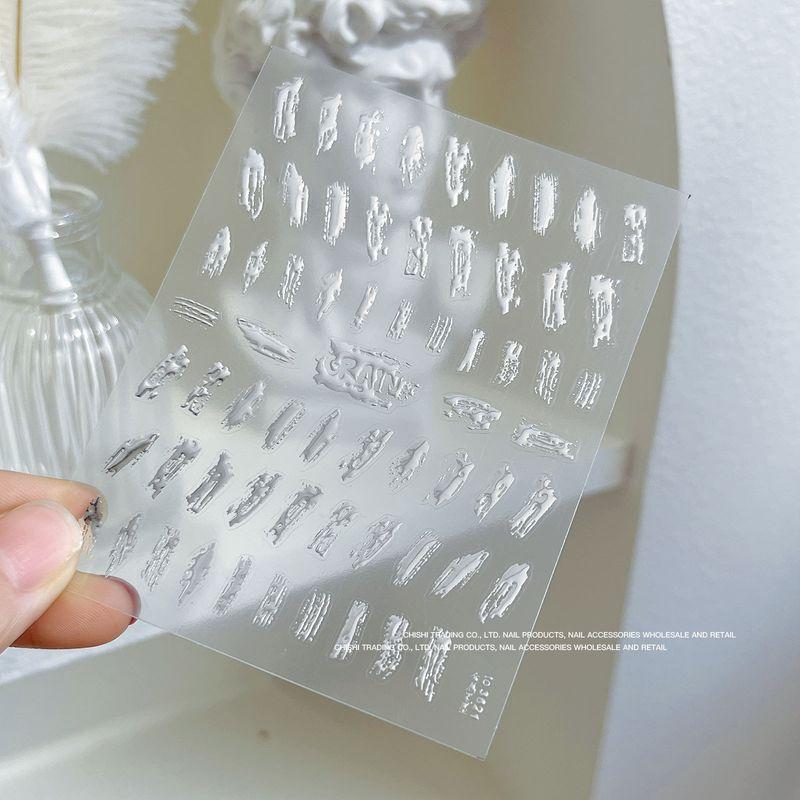 

Mirror Silver New Arrival Asymmetrical Pattern Mirror Glossy Nail Sticker Magic Mirror Effect Powder Texture Three-Dimensional Gold Nail Sticker Mirror Sticker TO3621 Silver