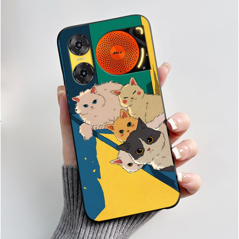 Custodia per Telefono Per ZTE Nubia Music 2 Custodia Z2460 Z2353 Estetica Gatto Carino Astronauta Nera Morbida TPU Silicone Copertura Protettiva Integrale