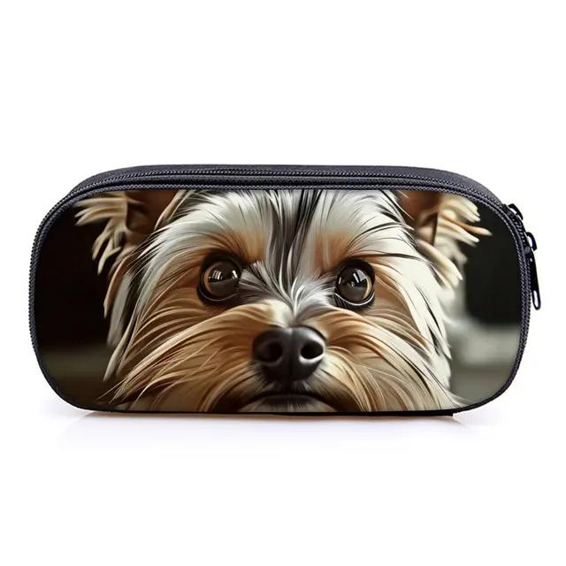 Hot Sales Dog Rottweiler Print Layered 3D Cartoon Fabric Pencil Case & Pen Bag Best Gift for Boys/Girls School & Office Use