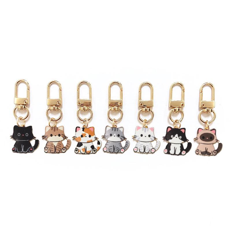 1PC Mini Key Charms Gifts Key Rings Chic Cartoon Pendant Women's Fashion Cat Keychain Cute Multiple Options Available