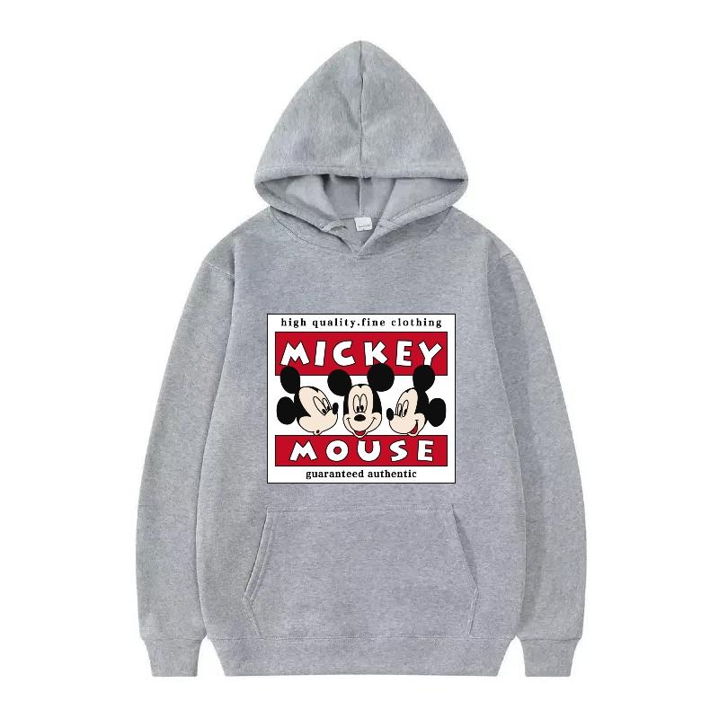 Disney Mickey Mouse Pattern Woman Fleece Casual Loose Black Autumn Tops Clothes Pullovers Ladies Cheap Hoodies Men Sweatshirts