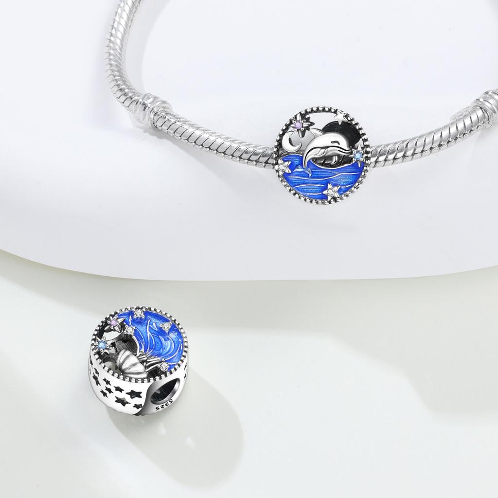 Copper Blue Dolphin Jellyfish Polar Bear Charms Beads Fit Original Bracelet Necklace Fine Jewelry Women Diy Gifts