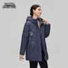 XueZhongFei Damen Mittellange Daunenjacke mit Kapuze