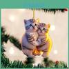 Adorable Acrylic Couple Cat 2d Car Hanging Ornament For Stylish Auto Interior Decor