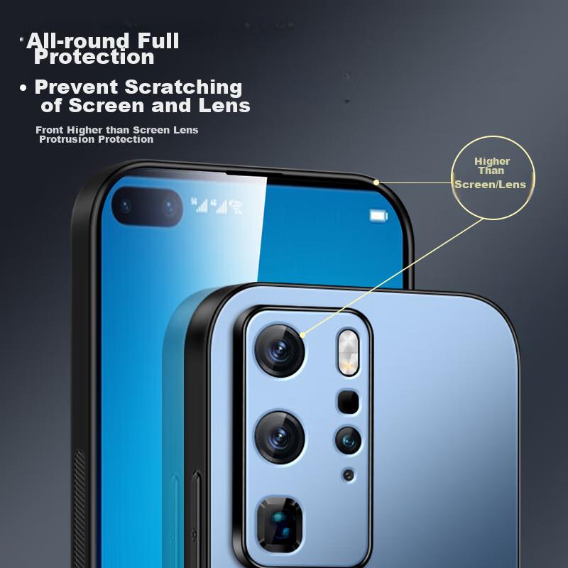 Huawei P40 Pro Phone Case, P40 Pro Protective Cover, AG Frosted Lens Full Protection Shockproof Soft Case, HUAWEI Simple Stylen, Outer, Sapphire Blue
