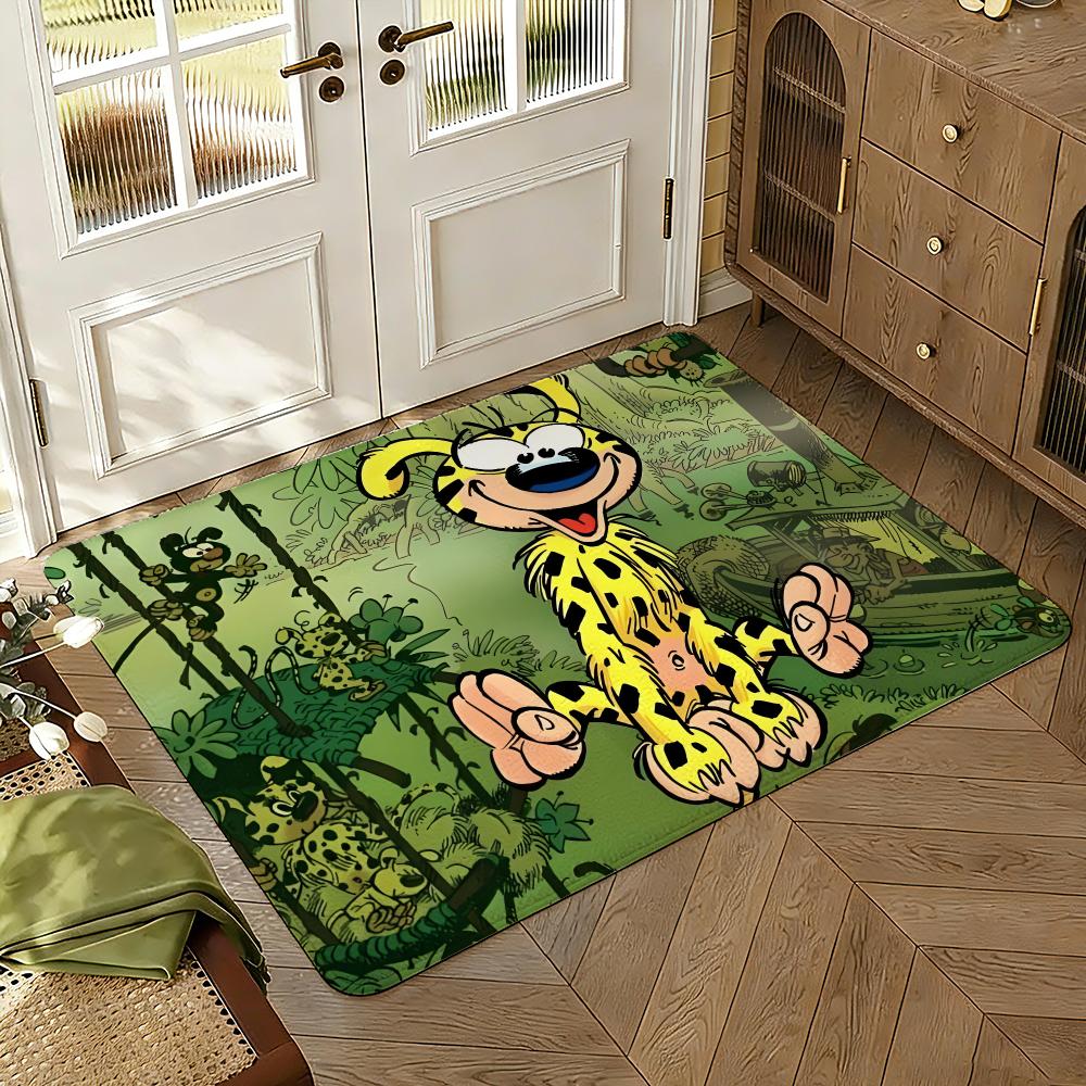 Cartoon M-Marsupilami Floor Mat Soft Thickened Absorbent Non-Slip Bedroom Living Room Door Mat Home Decor Flannel Rugs
