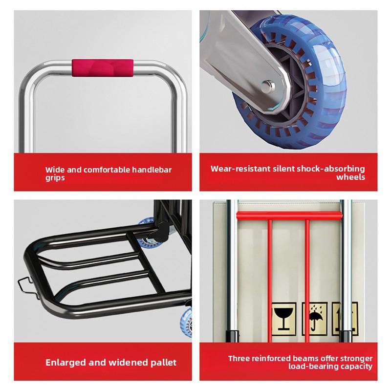 1 tk Kokkupandav Ostukäru Transportkäru Kaasaskantav Trepist ronimiseks Liigutamiseks Suur Kandevõime Transportimine Mitu Suurust