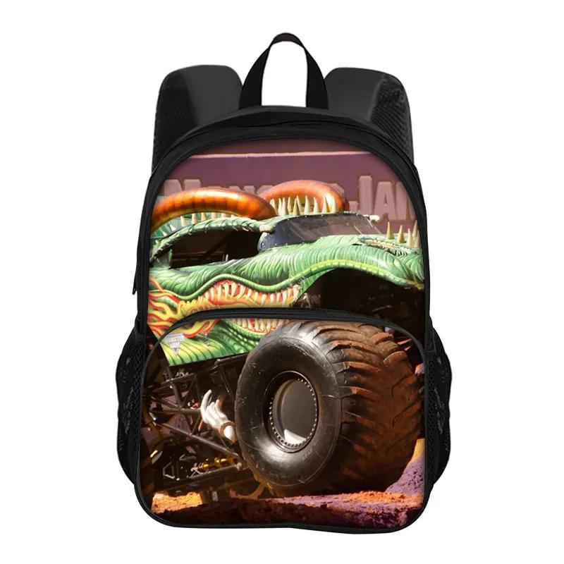 Monster Jam Round Front Bag Backpack Cartoon Print New Trendy Student School Best Campus Companion Birthday Gift