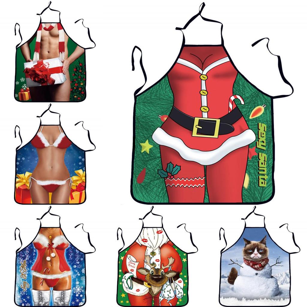 Waterproof Polyester Nosleeve Apron With 3d Cartoon Characters For Couples Cooking And Bbq