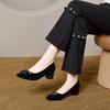 Pointed single shoes work shoes women's simple temperament seven-character buckle one-pedal women's shoes black commuter office leather shoes