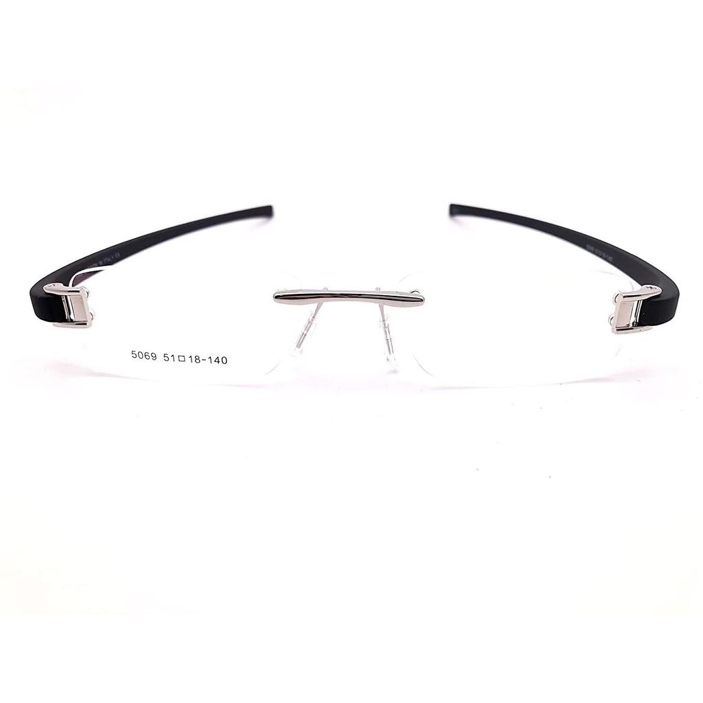 RSINC Combo aus schwarz-schwarz Silber Randlose Fassung Für Männer und Frauen, Modern, Unisex, Business, 51-18-140 4O-KWRL-5ZYN