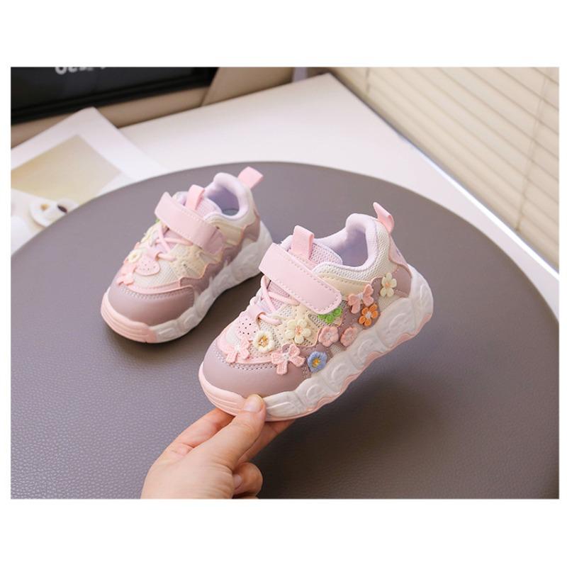 Girls sports shoes new spring and summer children's shoes girls fashion mesh breathable casual shoes embroidery flowers