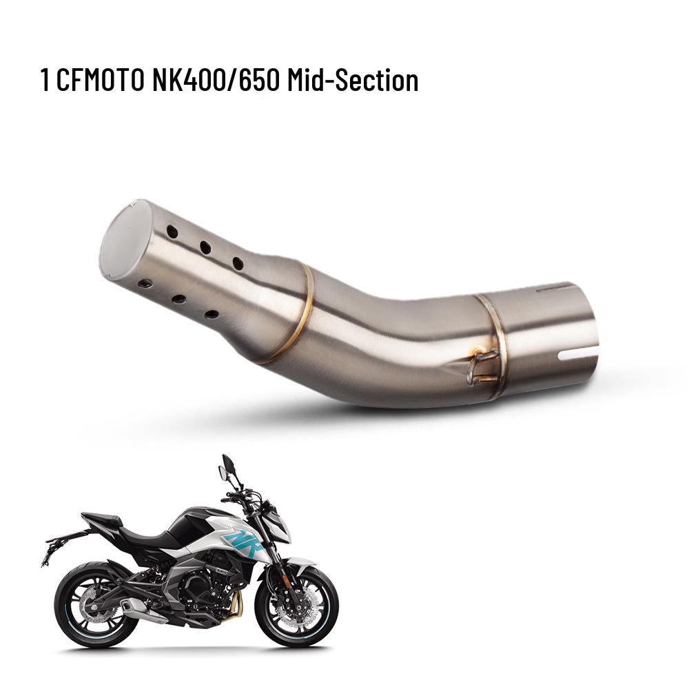 CFMOTO NK400/NK650 Stainless Steel Silencer Exhaust Pipe with Backpressure Drum.