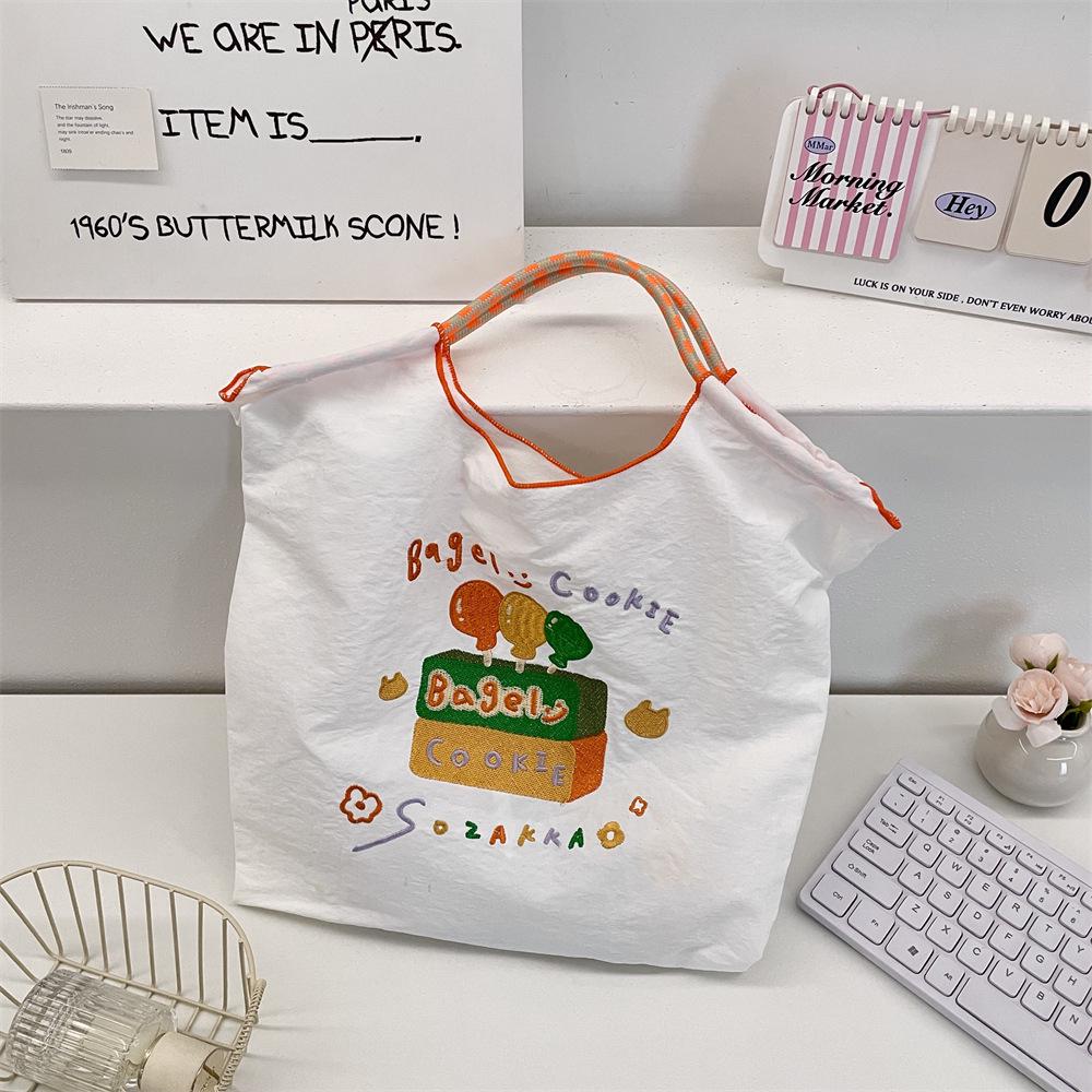 M31192 Милая вышитая сумка-тоут с мультяшным рисунком: Большая вместительная, портативная сумка-тоут из оксфордской ткани