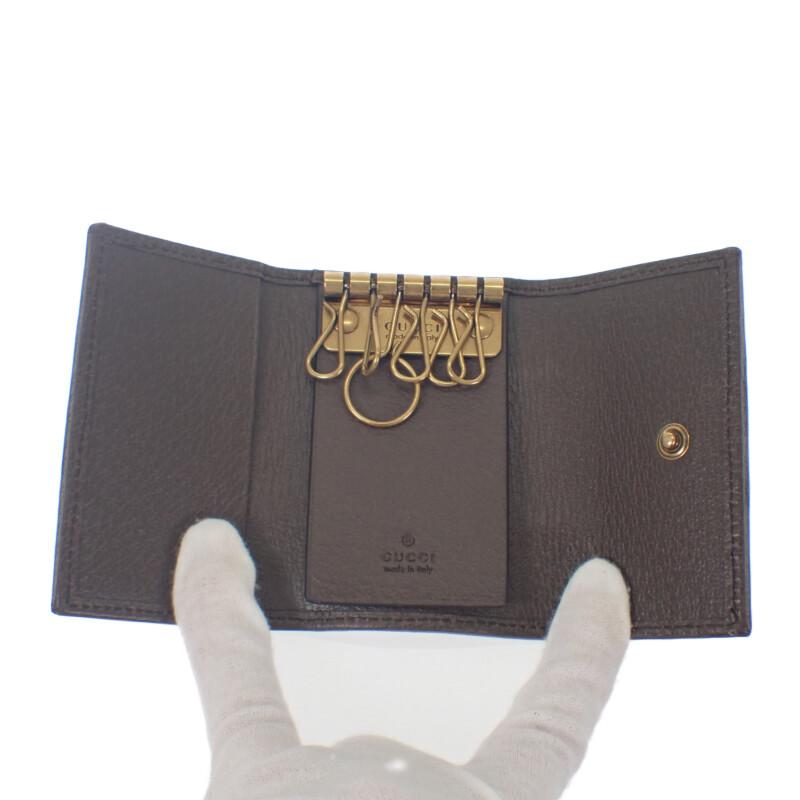 GUCCI  603732 96IWT 8745 Key holder  Brown/Red GG Supreme Canvas Women