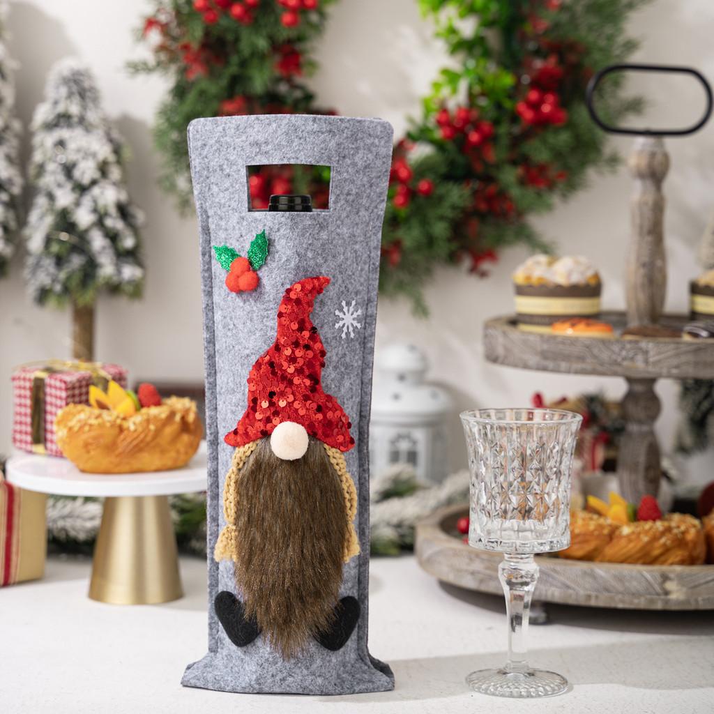 

Playful Rudolph Wine Bottle Decorations In Soft Material For Enchanting Events Christmas Nonwoven Red Hat