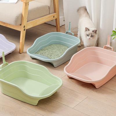 Bandeja de arena para gatos abierta estilo INS, inodoro para gatos grande totalmente transpirable con base elevada para evitar salpicaduras, recipiente para excrementos de gato