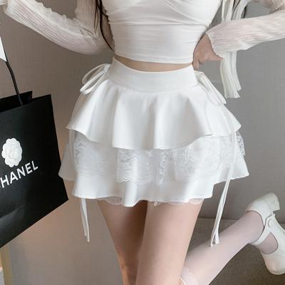 Ruffle Mini Skirt Women Summer Fashion Thin High Waist Bandage Lace Shorts Skirts Girls Cute Sweet Lolita Style Clohing Y2k