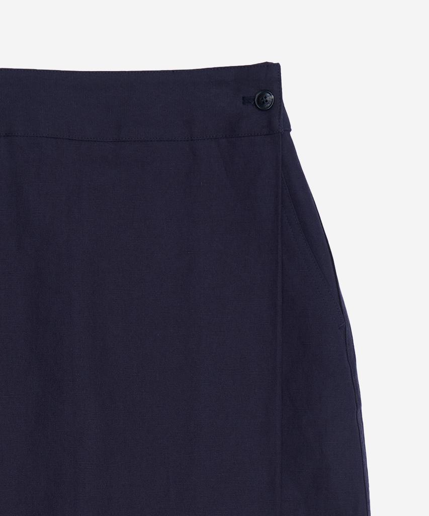 Pildeoseu Women'S Feminine Button Wrap Long Skirt Navy