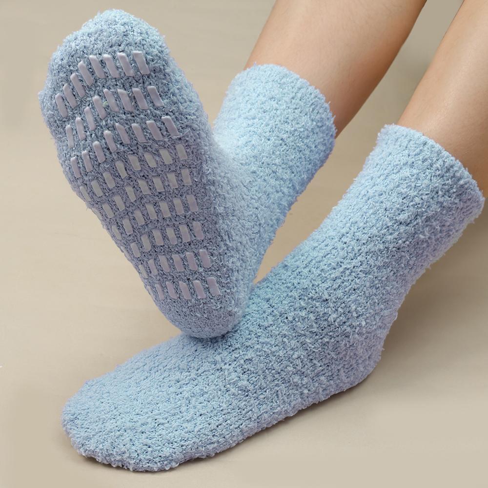 Thickened Coral Velvet Socks Women's Solid Color Indoor Floor Stocking Winter Plush Warm Socks Cold-proof Anti Slip Sock Hosiery
