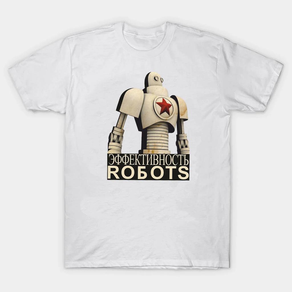 Soviet Russia Propaganda USSR Hammer Sickle Robot TShirt 100 Cotton ONeck Short Sleeve Casual Unisexs Tshirt Size S3XL