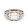 925 Sterling Silver Rose Vermeil 3.82  Cts Cushion Shape Pearl  Solitaire with Accent Wedding Women Ring