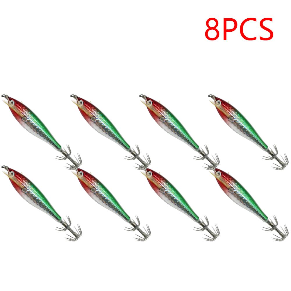 1-10PCS Fishing Lure Luminous Squid Jig Hook 7.5CM 5.5g Artificial Fake Octopus Lures Wood Shrimp Cuttlefish Hard Bait Sea Jigs
