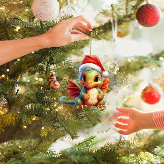 Christmas Dragon Pendant Cartoon Dragon Baby Acrylic Hanging Ornament Durable for Festive Tree Decoration
