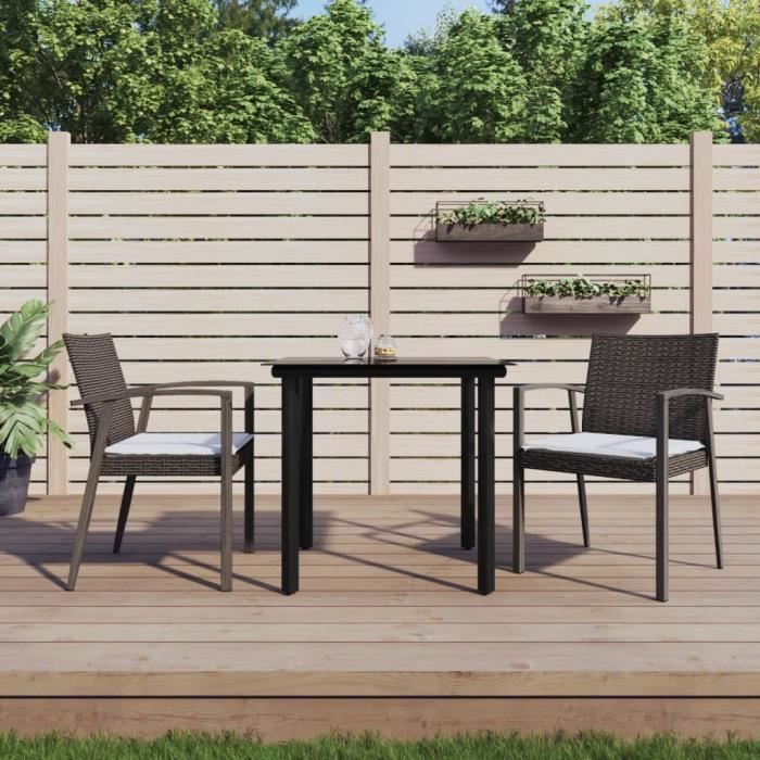 VidaXL 3-piece Garden Dining Set Cushions Braided Resin Steel 3186985