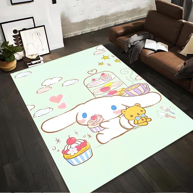 

Cute Cartoon Bunny and Bear with Cupcakes and Coffee on Green Pastel Background Suitable for use as an anti-slip1 for1room and bedroom sofas 40x60cm( 15x23in )