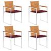 Garden Chairs Set of 4 with Cushions Solid Acacia Wood