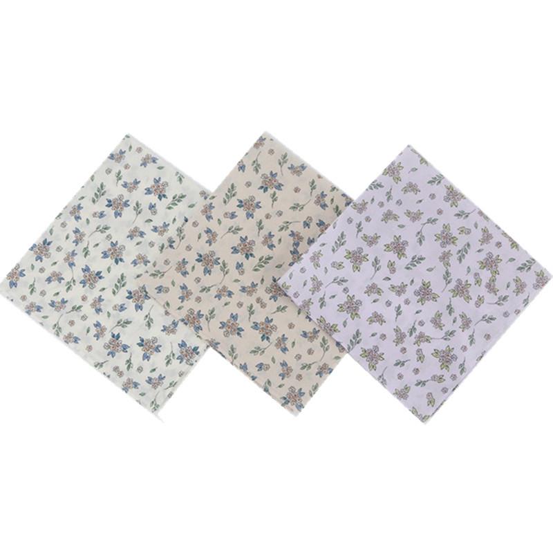 3Pcs 45x45cm Square Cotton Pastoral Flower Printed Portable Lady Handkerchief Women Absorbent Hand Towel Wedding Party Gift