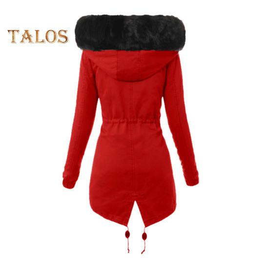 Zimní péřový kabát Polstrovaný s chlupatou kapucí a kapsami Zapínání na zip Parka Větruodolná Udržování tepla Denní svrchní bunda za chladného počasí