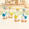 Cute Duck Figurine 4Pcs Mini Goose Figurines, Miniature Geese Statues with Hat & Bag, Tiny Resin Animal Healing Desktop Ornament Micro Landscape