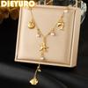 DIEYURO 316L Stainless Steel Golden Scallop Starfish Octopus Pearl Tassel Necklace Women New Fashion Neck Chain Vacation Jewelry